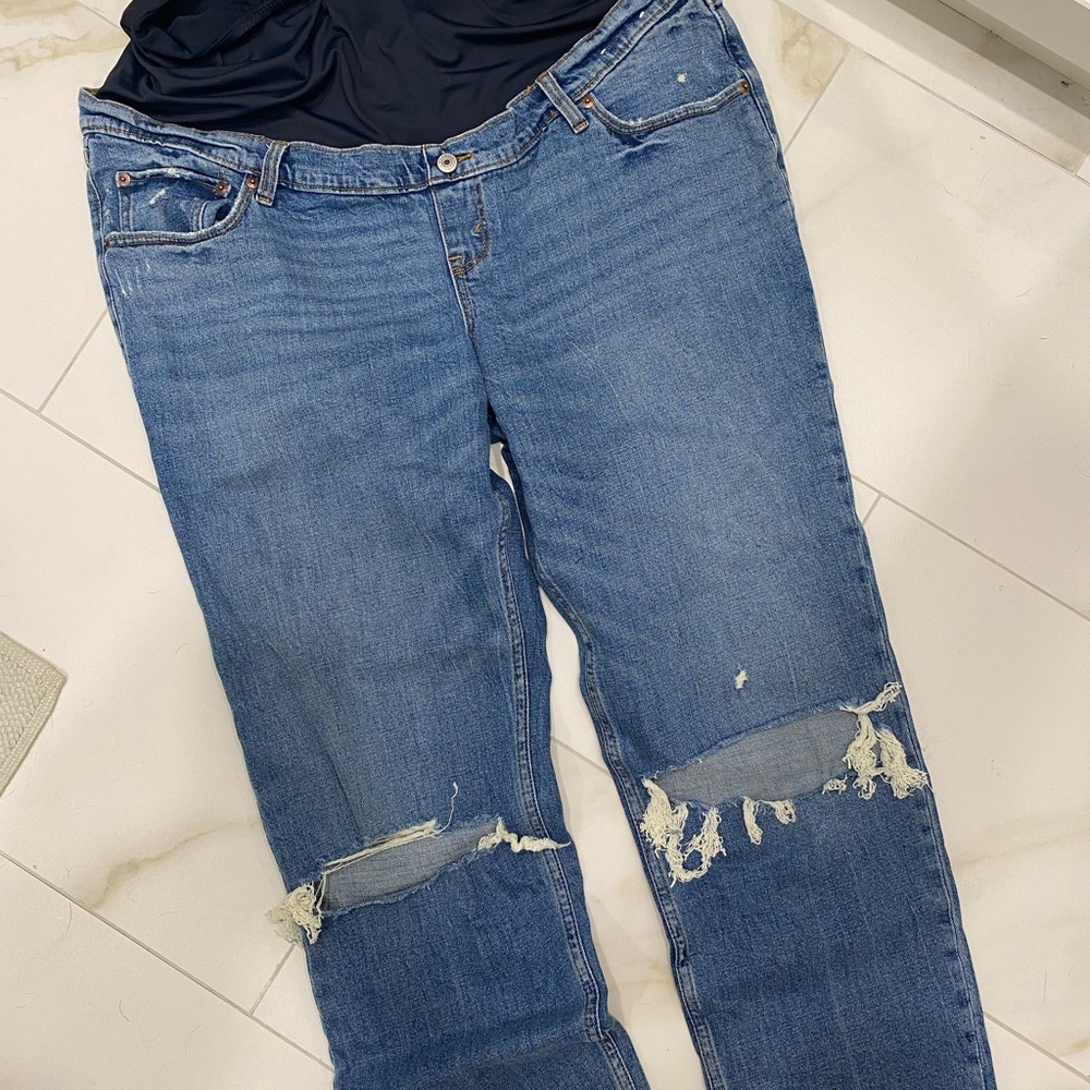 Abercrombie & Fitch Blue Distressed Casual Maternity Jeans